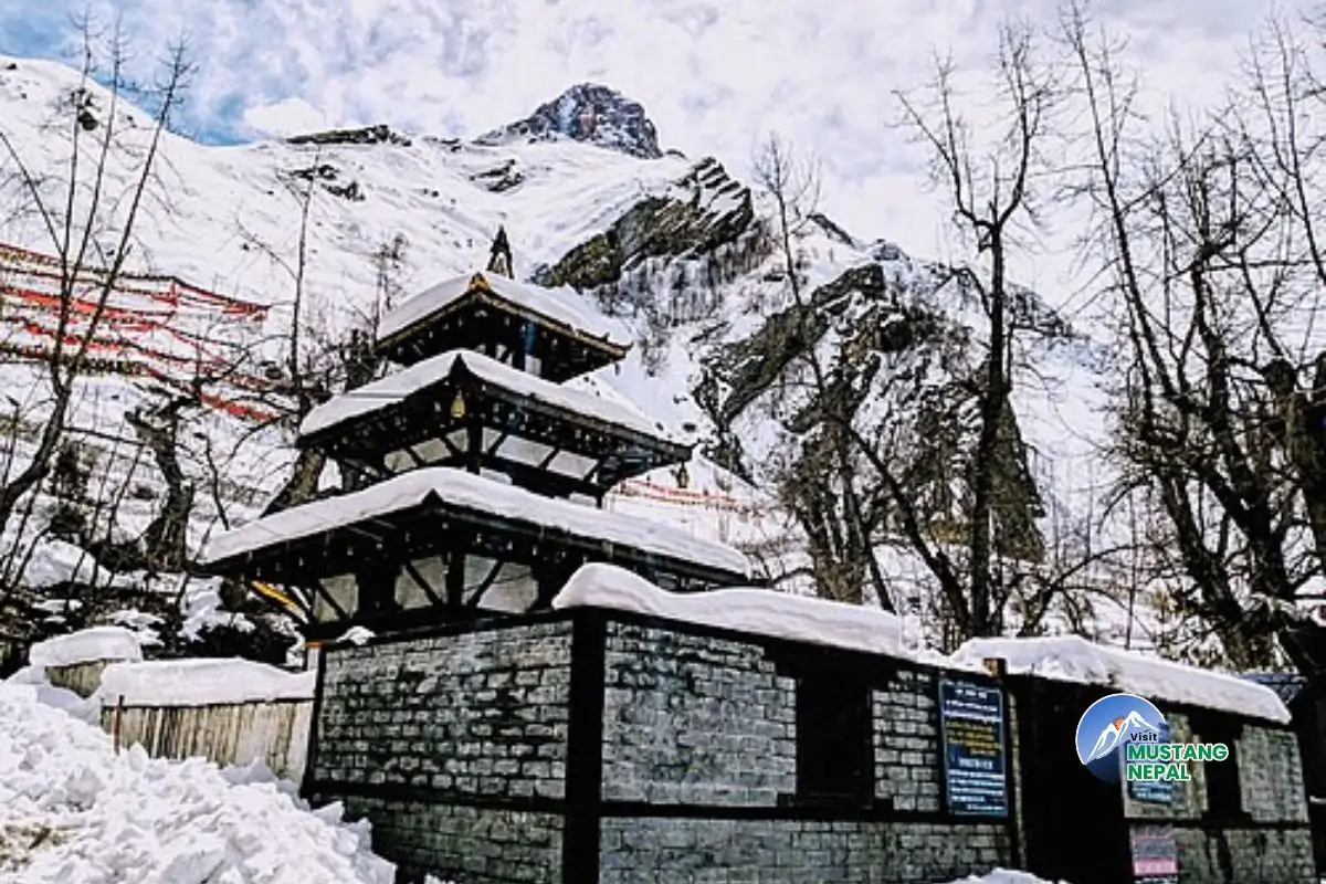 muktinath temple covered with snow